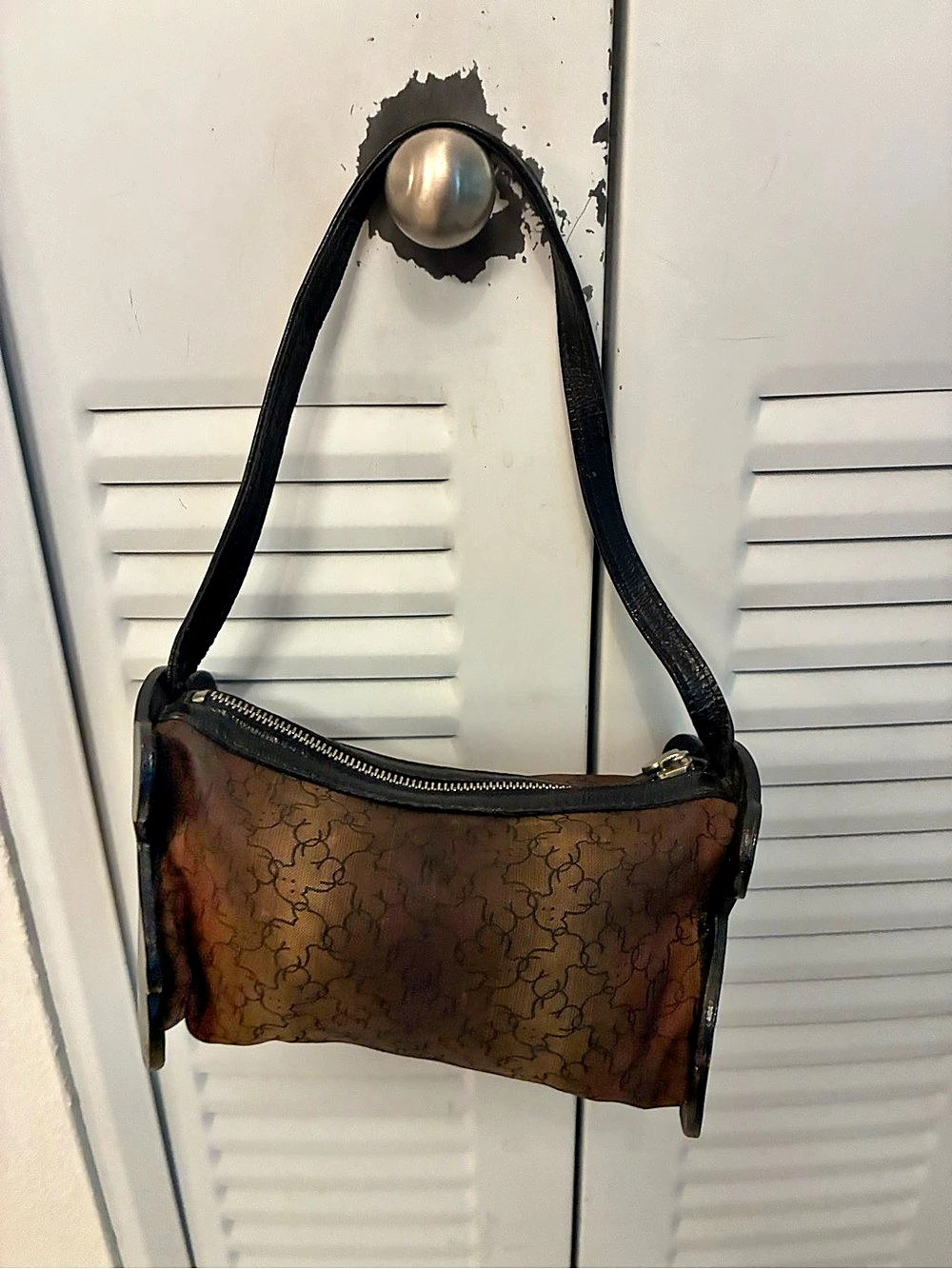 TOUS Brown & Black Geometric Shoulder Bag